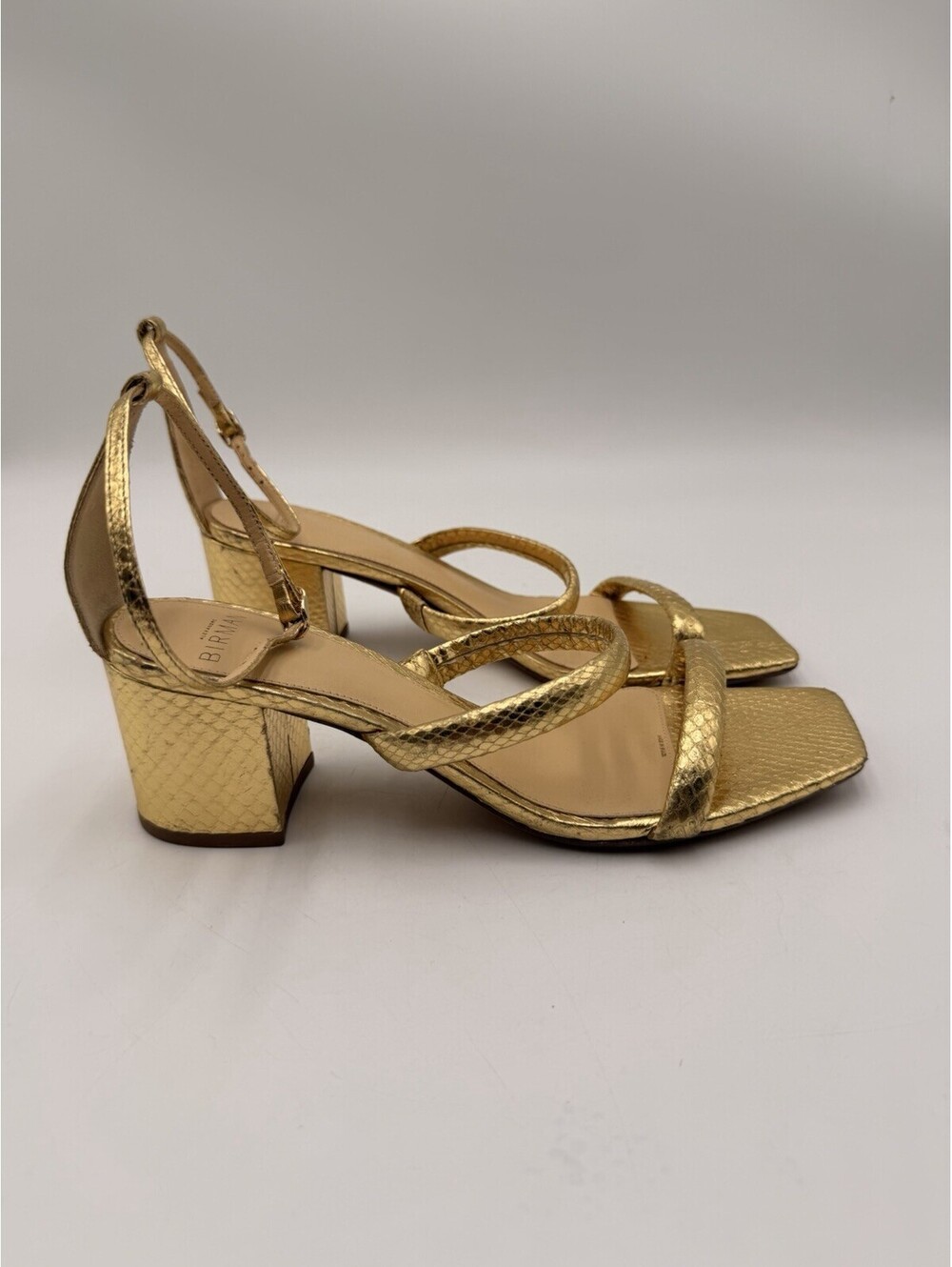 Women’s Alexandre Birman sandals metallic gold snakeskin Size 36